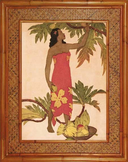 John Kelly Breadfruit Matson Menu Art Hawaiiana Hawaii Kauai Rattan 