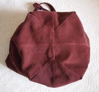 Vanessa Bruno Athé Luxe Dark Red Suede Leather Large Shoulder Bag 