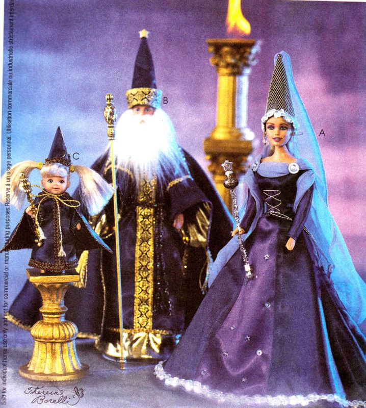 OOP BARBIE KEN KELLY CAMELOT WIZARD MEDIEVAL COSTUME SEWING PATTERN 