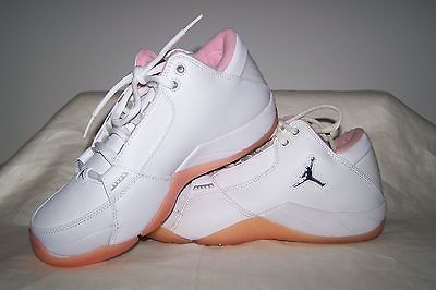 Girls NEW Nike Jordan Hoops Low White Leather Basketball Shoes with 