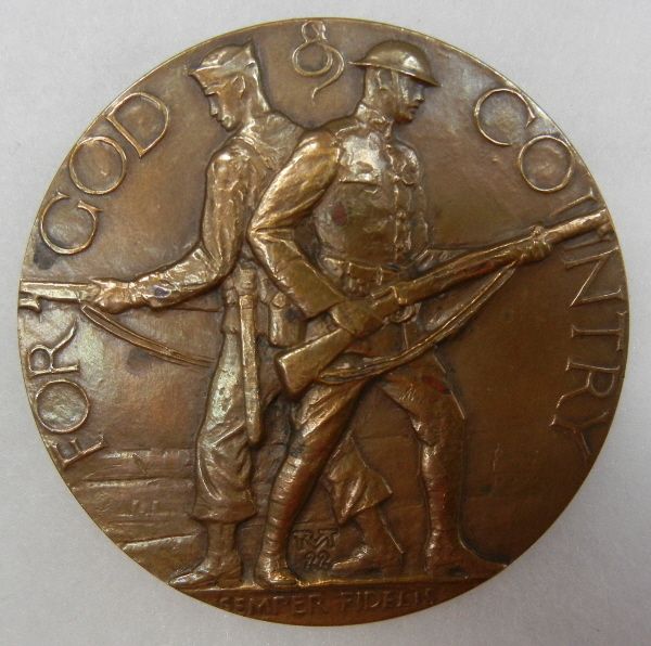 WW1 Semper Fidelis for God Country Bronze Table Medal