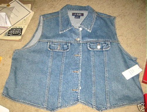 Jean Biker Vest american Flag L.A. Blues Lg 26 28 Usa plus biker