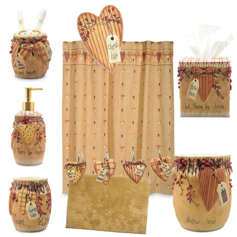 New Kind Hearts Prim Country Bath Accessory Set