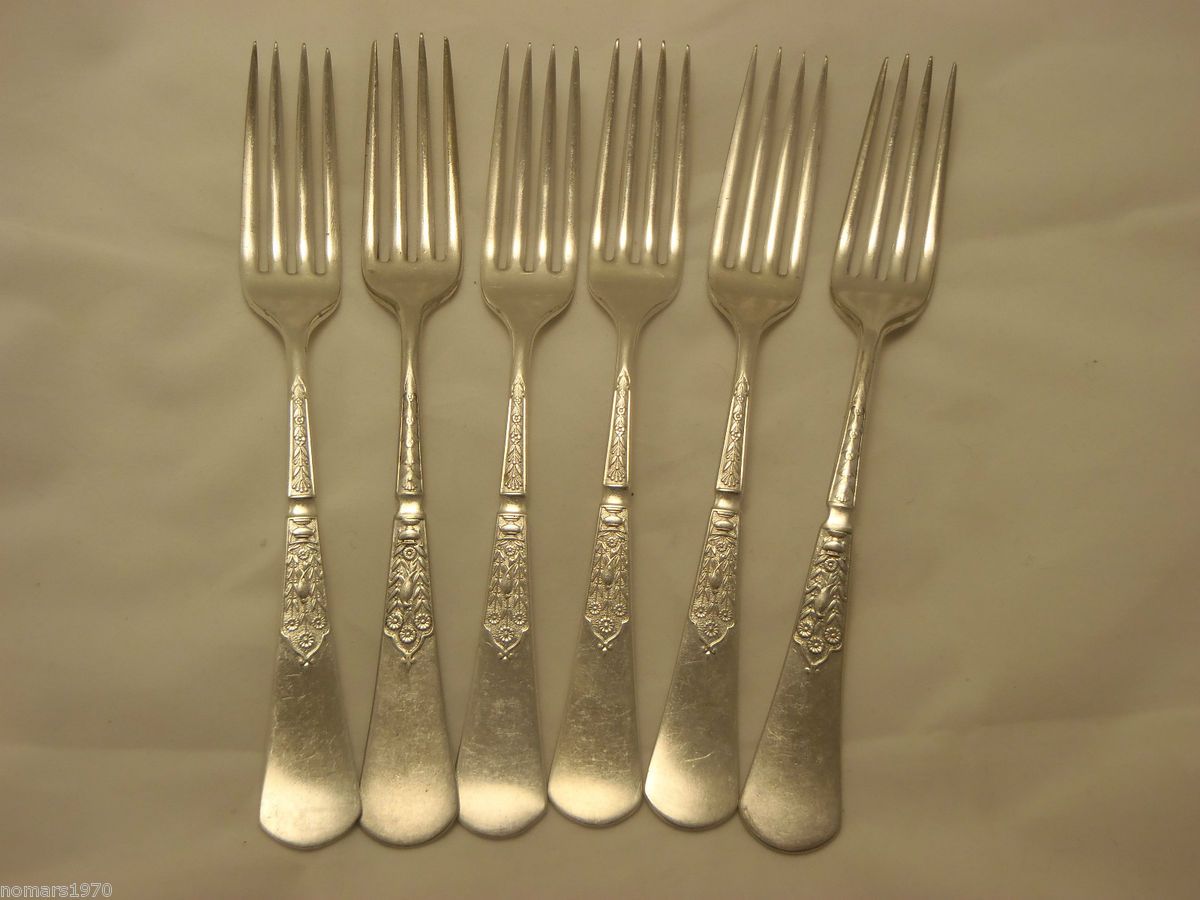 Lot of 6 Reed Barton Aesthetic Dove Bird Silverplate Dinner Forks 
