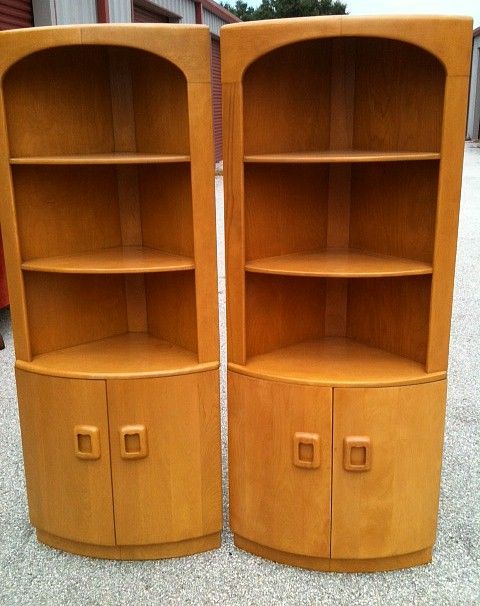 Vintage Heywood Wakefield Pair Corner Cabinets Model M176