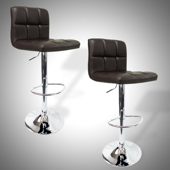 Swivel Bar Stools Brown Elegant PU Leather Modern Adjustable 