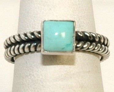 Vintage Barse & Company .925 Sterling Silver Turquoise Rope Trim Ring 