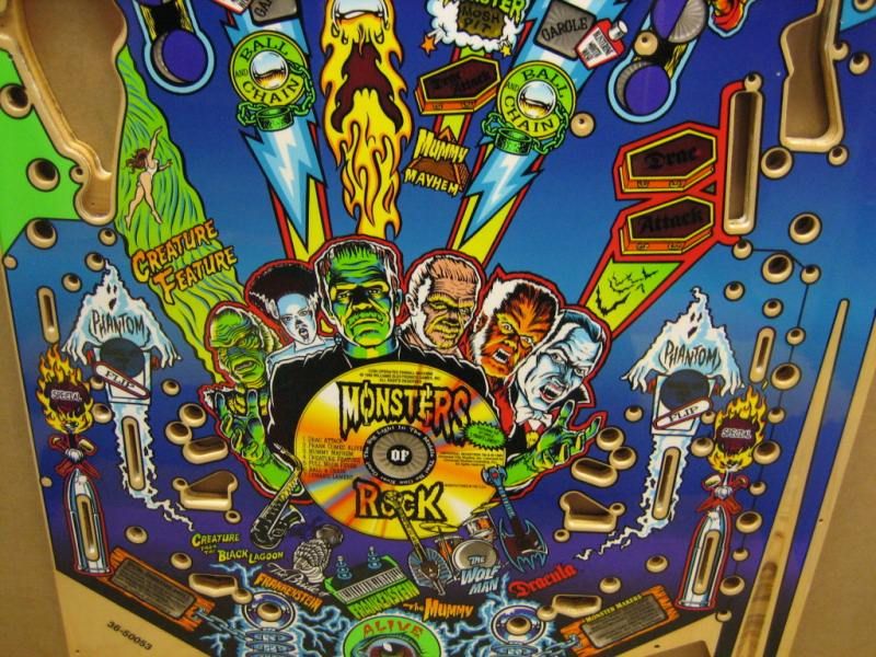 Monster Bash Williams Pinball Playfield Excellent Condiition