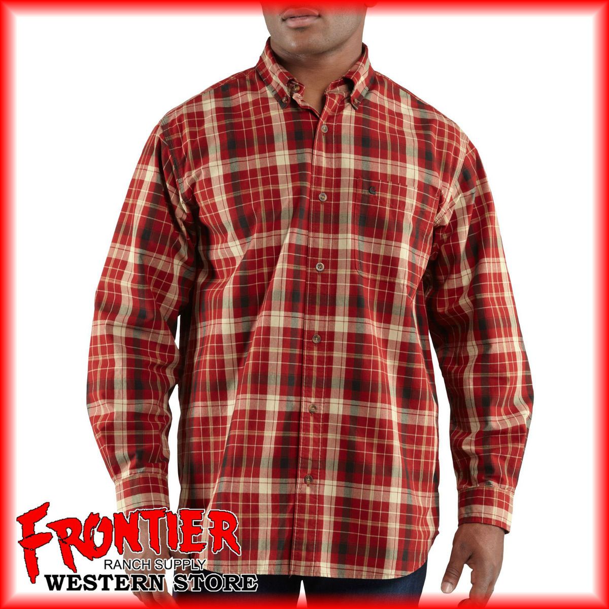 Carhartt Long Sleeve Plaid Bellevue Dark Red 100084 640