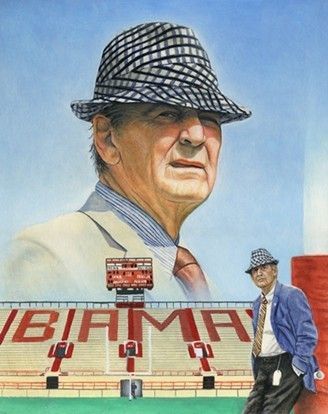 Bear Bryant Alabama Crimson Tide 5x7 Postcard RARE Images Painted 