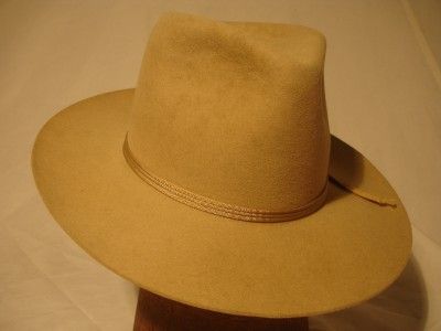 Vintage Buckskin Longhorn 5X Open Road Like Western Fedora Hat Light 