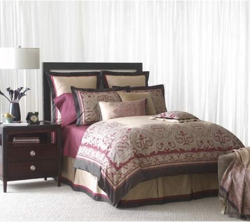   Orlando QUEEN Bedskirt Ruby Brown Gold Tailored Dust Ruffle 18 drop