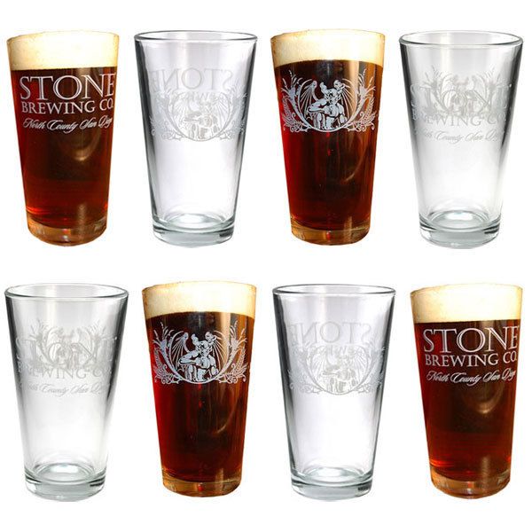 Set of 8 Stone Brewing Company Pint Glasses Beer Glass 