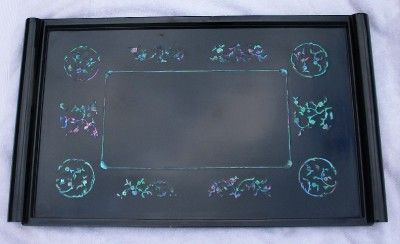 Bembo Vintage Large Tea Tray with Abalone Shell Inlay Okinawa Japan 