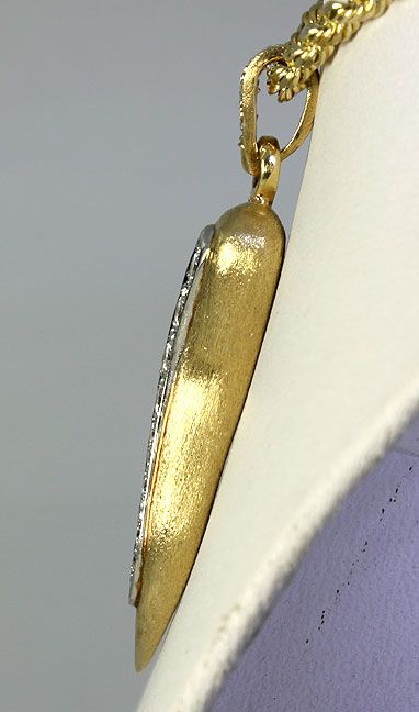   13 Diamond 14k Yellow Gold 2 Italian Horn Pendant Rope Chain