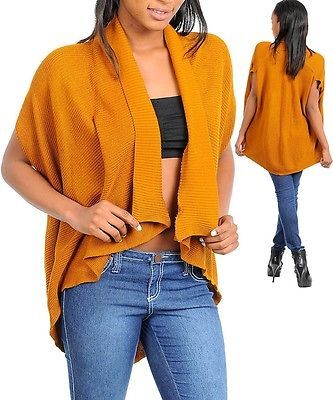 New Women Sexy Mustard Simple Casual Cardigan Coat Acrylic Fall Winter 