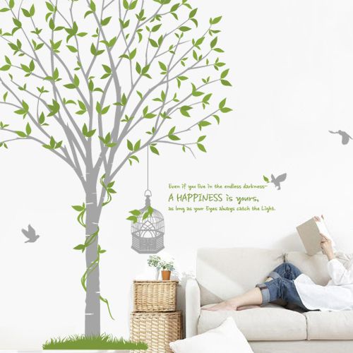 Big Happy Tree Saying Vinyl Art Wall Decal Stickers