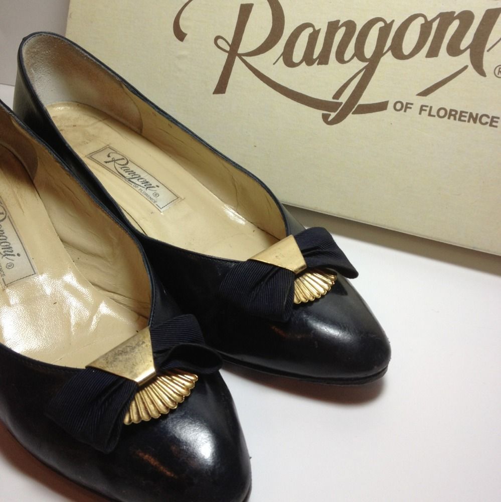 Vintage Classic 80s High End RANGONI Navy Tuscan CALF Skin Leather 