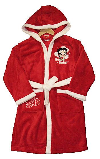 Betty Boop Dressing Gown Bath Robe Beach Swimming Red New Hood Snug 