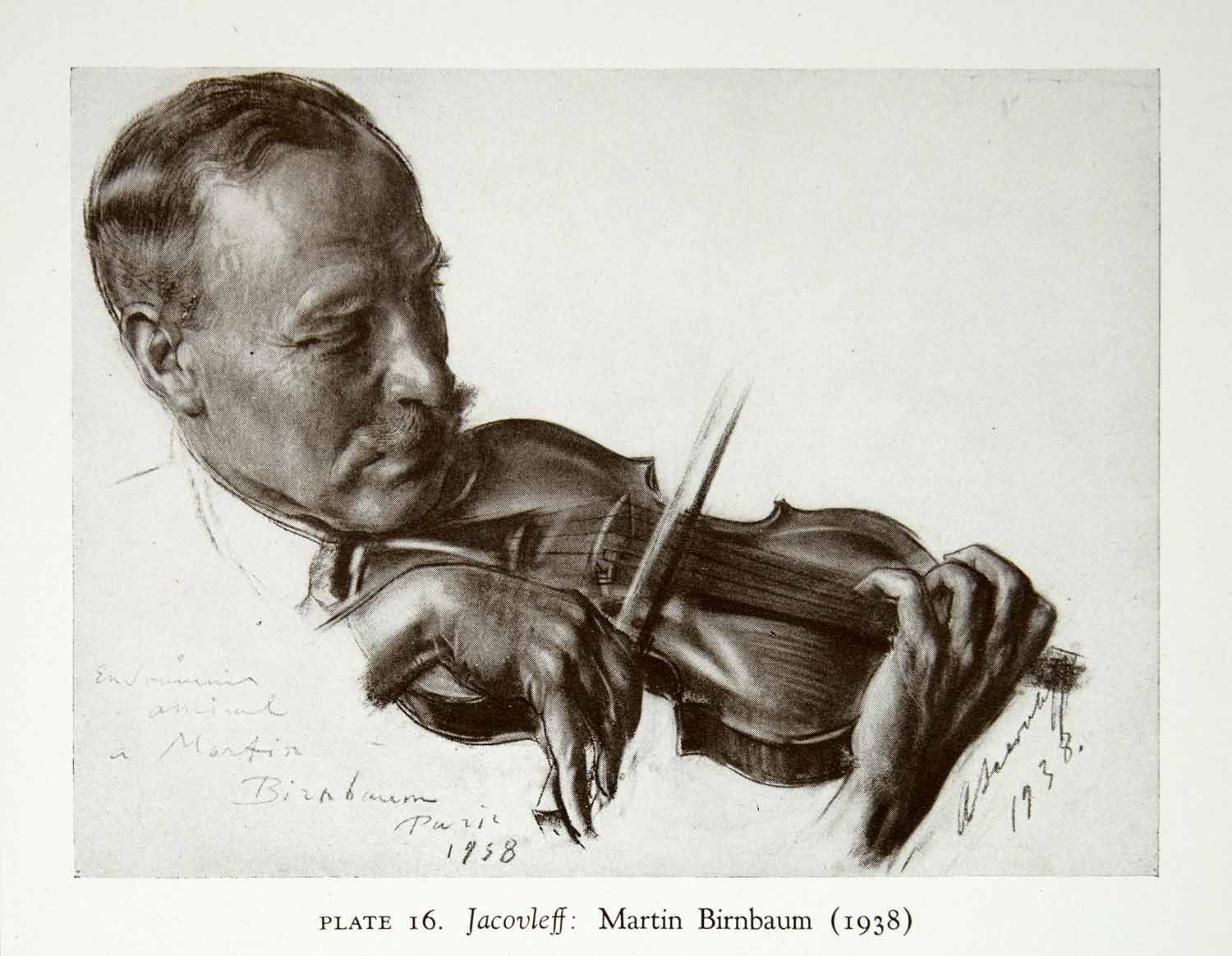 1946 Print Martin Birnbaum Alexandre Jacovleff Violin Musician 