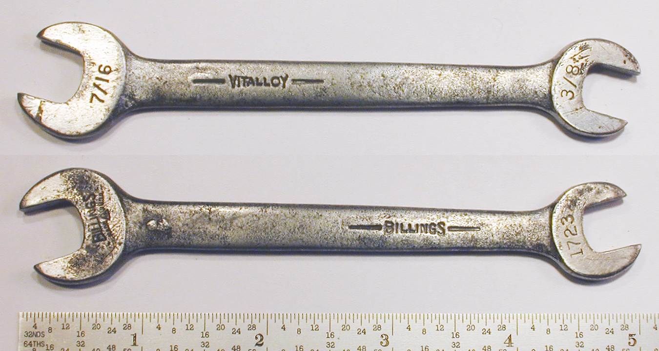 Fig. 273. Billings Vitalloy 1723 3/8x7/16 Open End Wrench, with Inset 