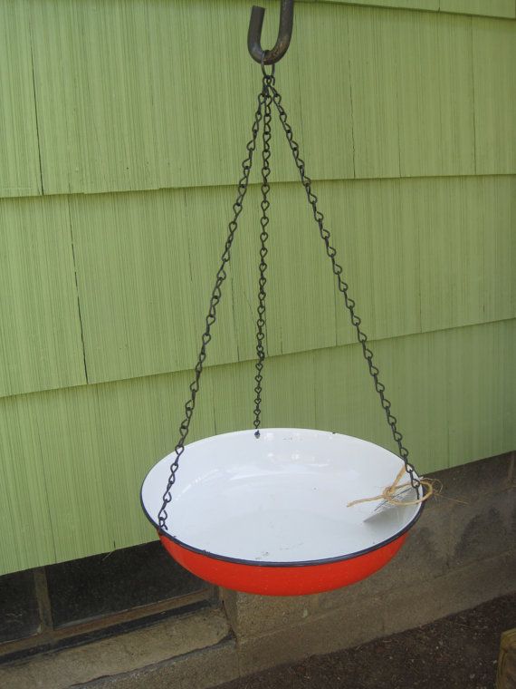 Handmade Bird Feeder Bath Reclaimed Recycled Upcycled Retro 