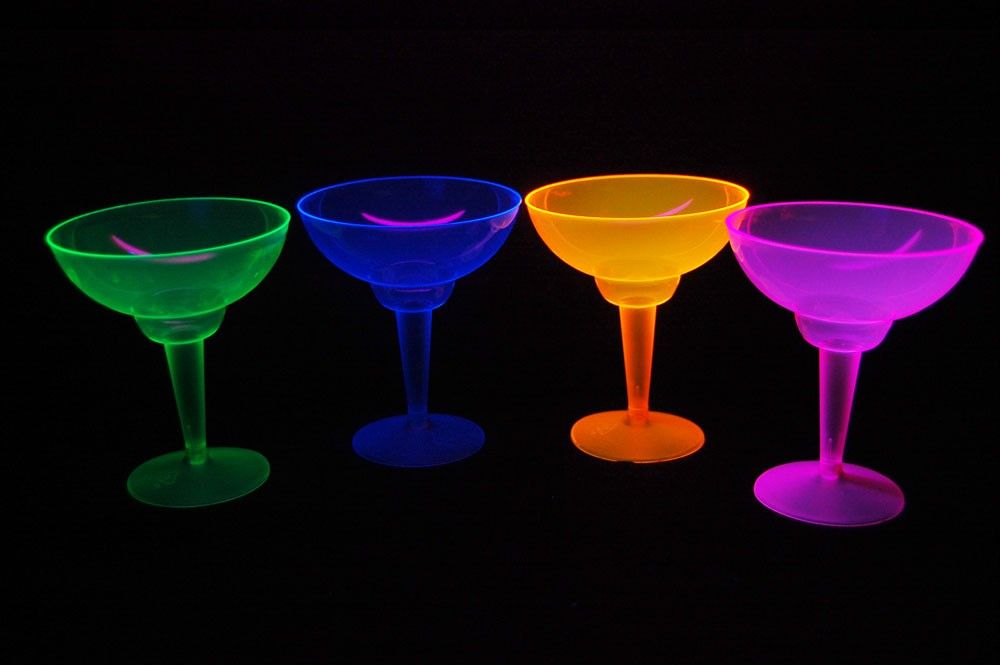  this pack of 12 blacklight reactive margarita glasses 