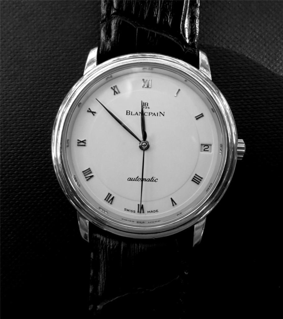 Blancpain Villeret Ultra Slim Automatic Watch White Dial Date Leather 