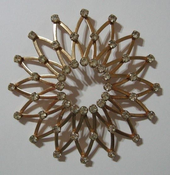 Vintage 1960s Bun Expanding Barrette Rhinestones Star