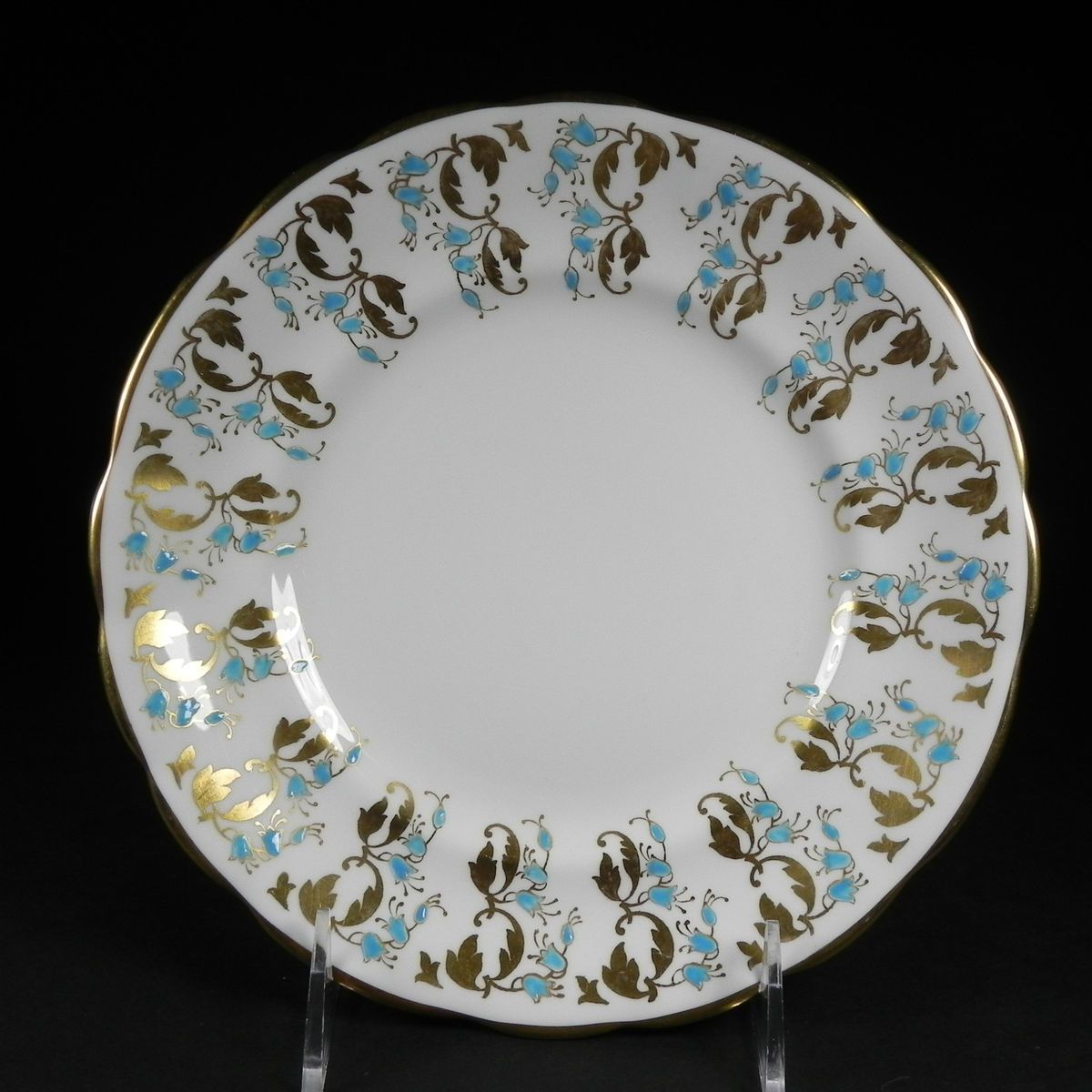 Royal Chelsea Luncheon Plate Blue Bell Flowers Gold English Bone China 