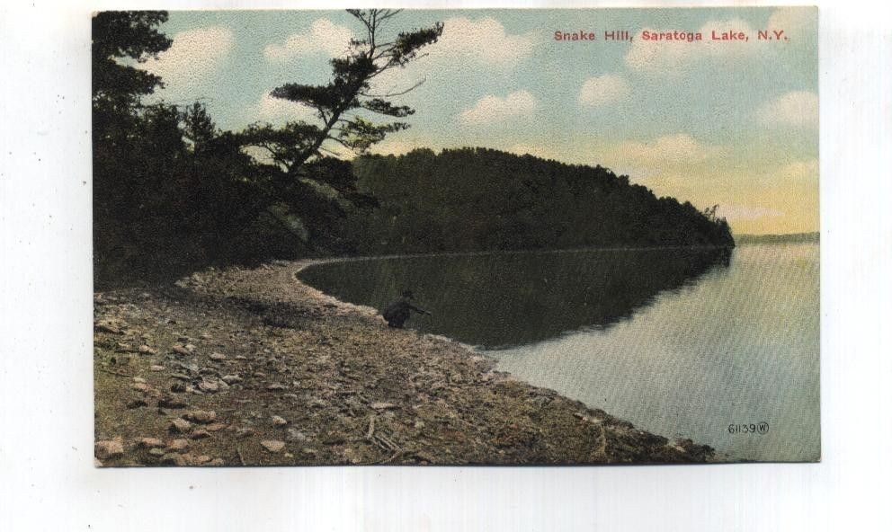  NY Saratoga Lake New York Postcard Snake Hill