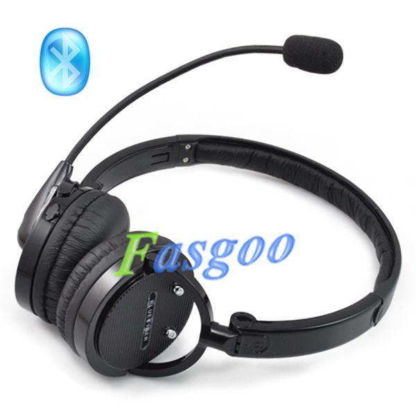 Stereo Bluetooth Headset Boom Mic Noise Canceling Wireless Headphone 