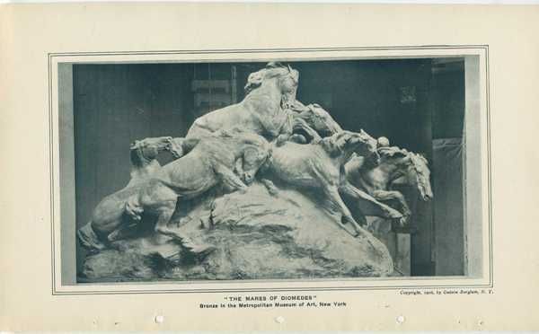 1908 The Mares of Diomedes by Gutzon Borglum 7x12 Print