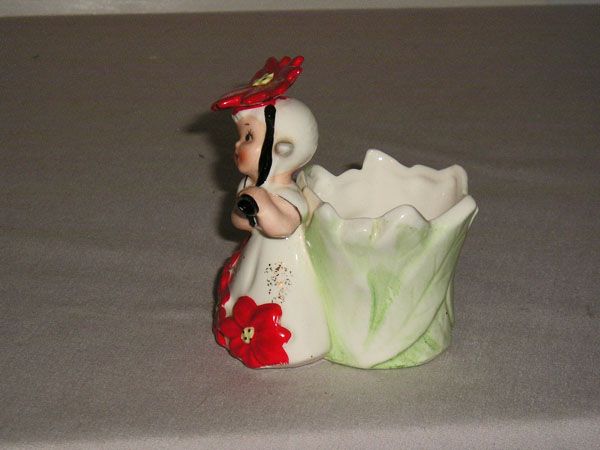   1958 Napco 1C2787 Poinsettia Girl Bobby Pin Holder Christmas