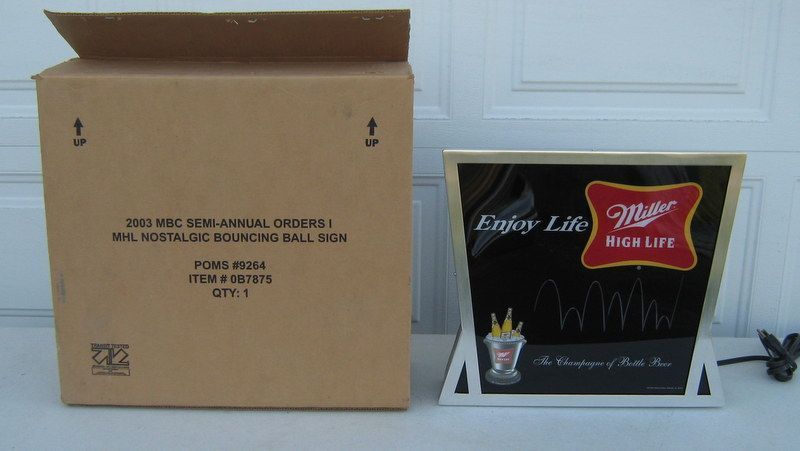 Miller Motion Illuminated Bouncing Balls Beer Sign Nos Mint Boxed Bar 