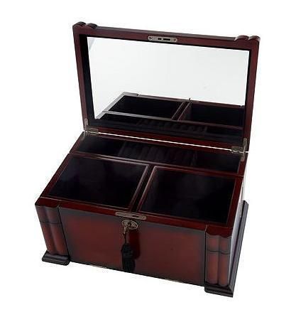 Bombay Mahogany Finish Morgan Jewelry Box Chest