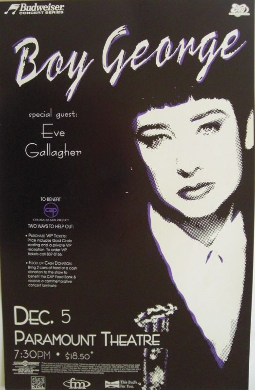 Boy George 1995 Denver Concert Tour Poster Culture Club