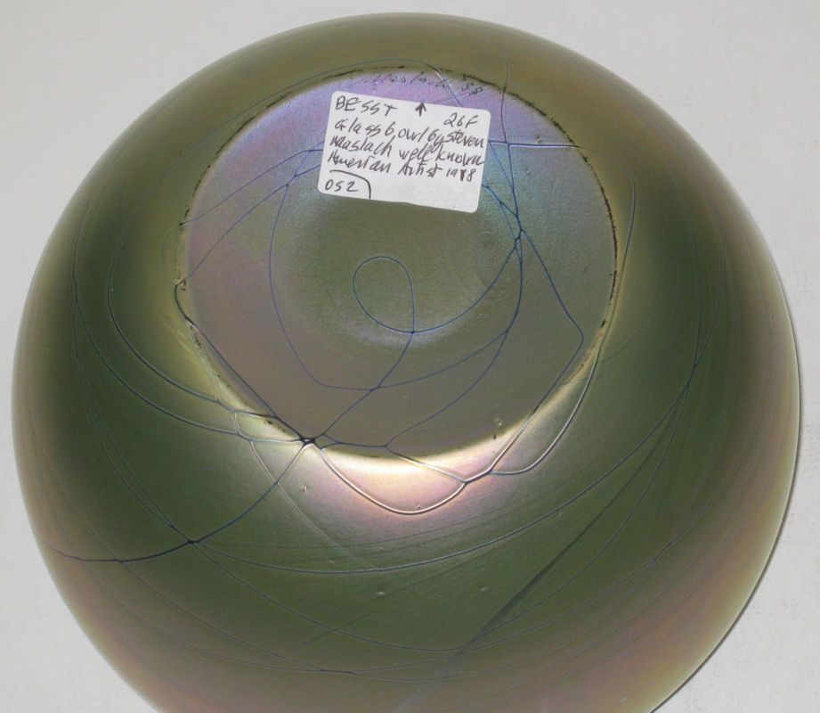 Steven Maslach Iridescent Studio Glass Bowl 1988