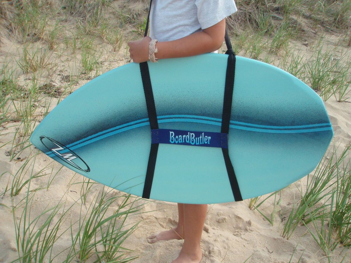 skim boogie board carrier shoulder strap hands free purple black 