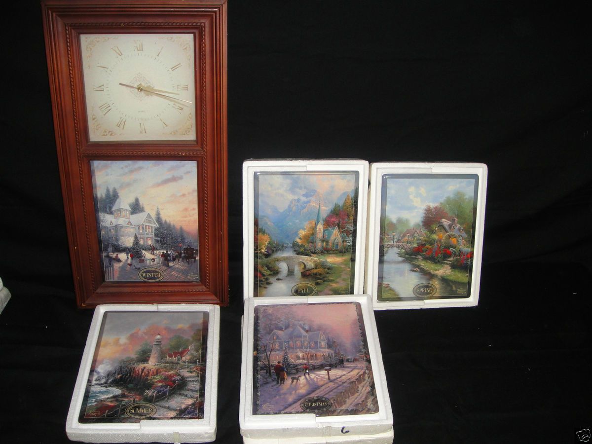   Kinkade Timeless Seasons Clock Bradford Exchange W 5 Changeable Scenes