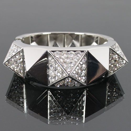 Spike Rhinestone Snap Closure Bangle Bracelet TXB13 B1592