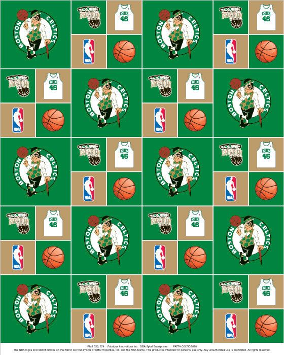 Boston Celtics NBA Basketball Team Cotton Fabric Print
