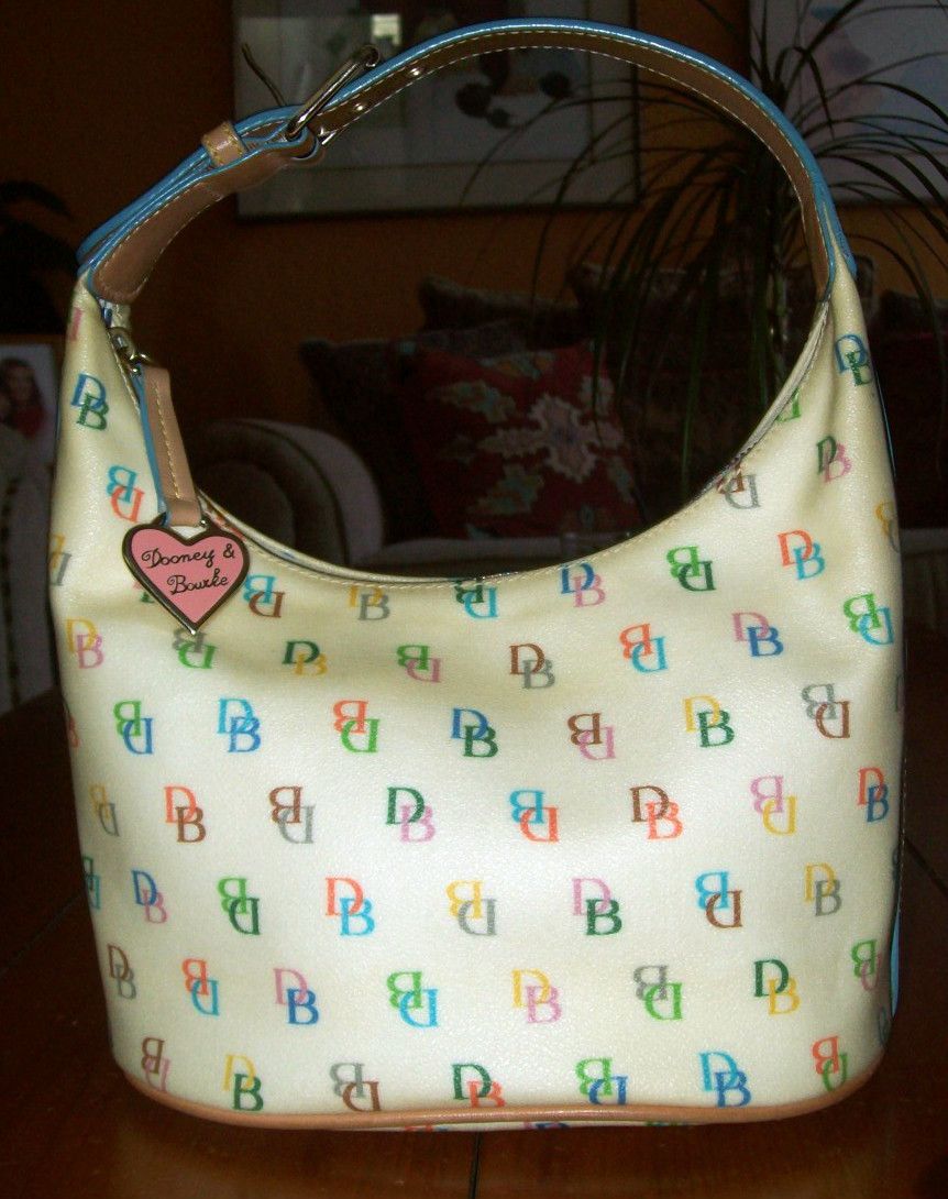 Auth Dooney & Bourke Rainbow D&B Signature Purse HOBO Tote HANDBAG 