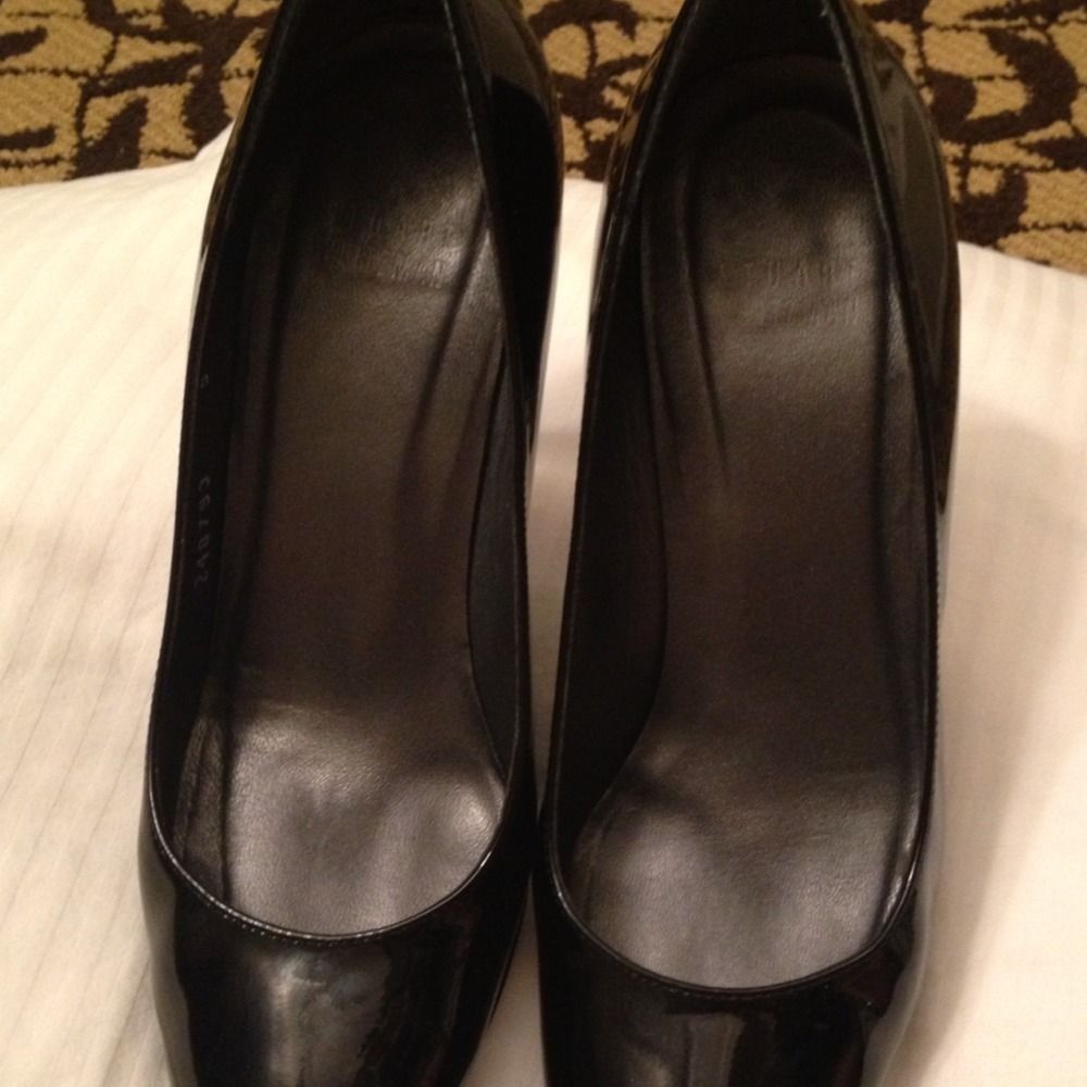Stuart Weitzman Black Patent Leather Platswoon Shoes heels pumps Size 
