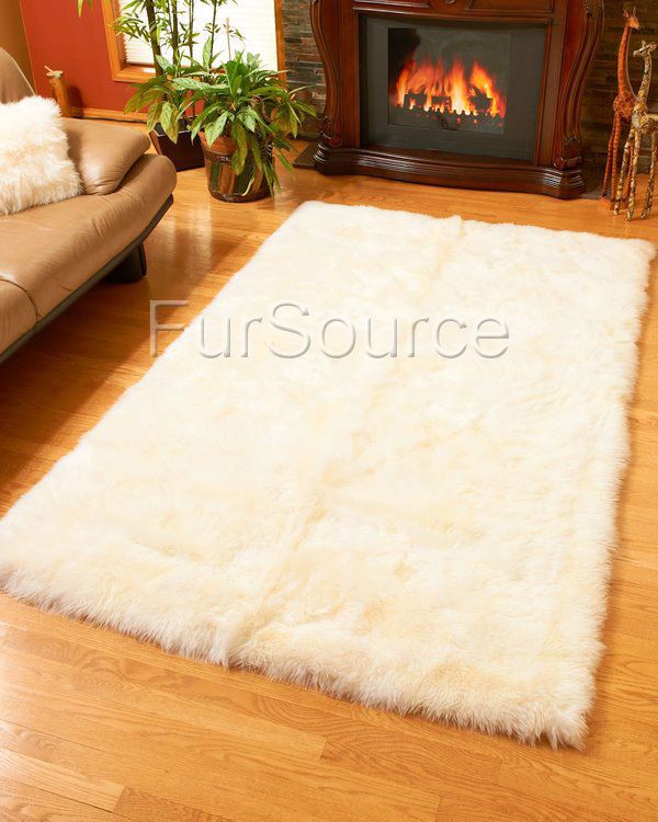 Bowron Genuine Real Australian Ivory White Rectangle 5 x 8 Sheepskin 