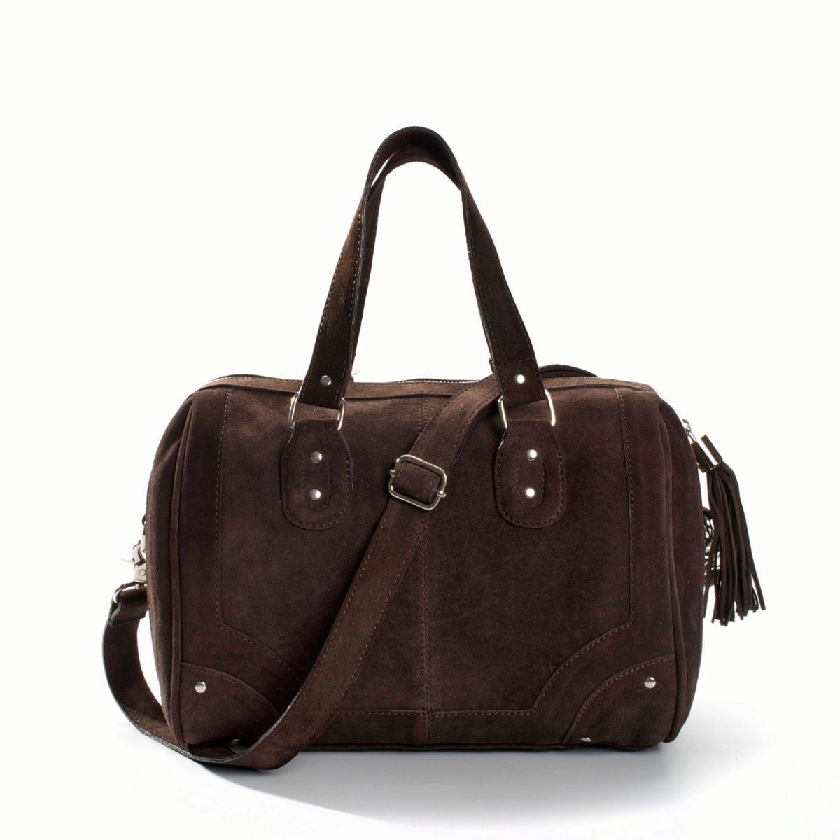 BOLSO BOWLING 100% PIEL SERRAJE NUEVO (COLOR MARRÓN CHOCOLATE)