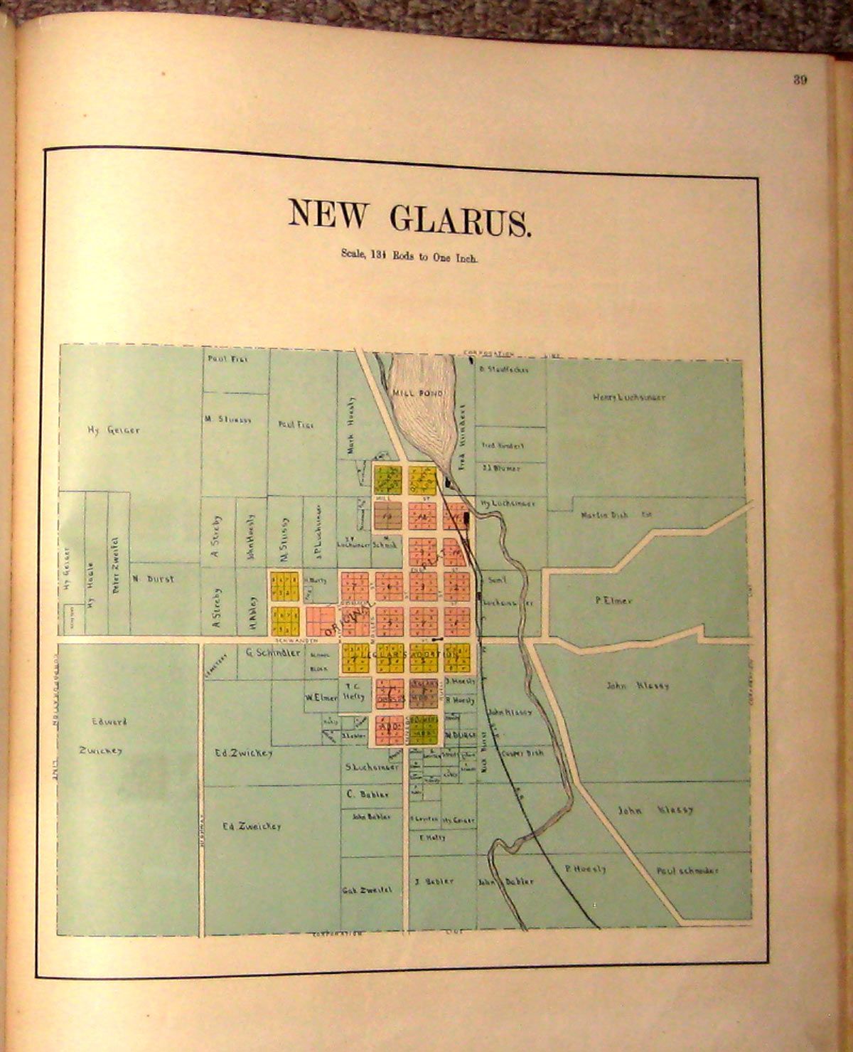 Green County Wisconsin Atlas Plat Book 1902 New Glarus Monroe Cheese 