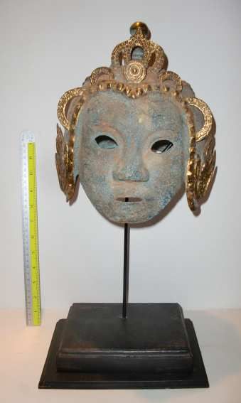 STUNNING RARE QING DYNASTY CHILDS BRONZE GOLD WARRIOR HELMET