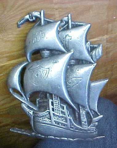 B8 Vintage Cast Aluminum Nautical Sailship Hanging Deco