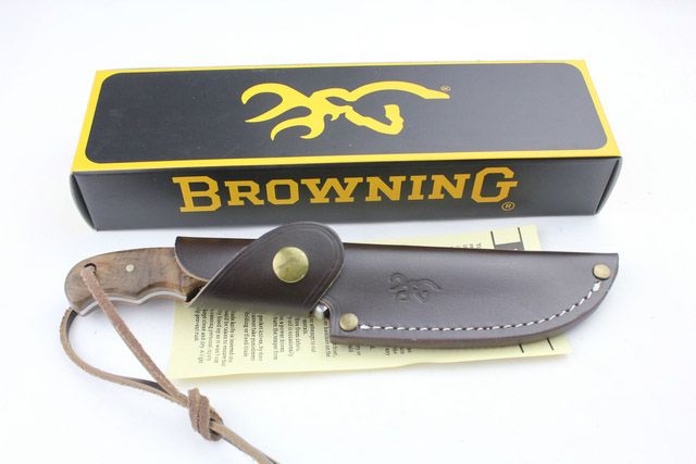 Browning Full Tang Burl Wood Bowie Hunting Knife BR322525